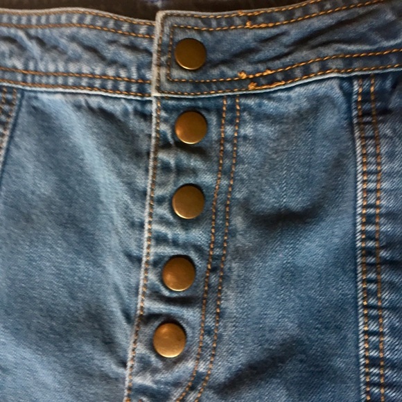 Free People Wildfire Snap/Button Fly Denim Skirt - Picture 2 of 8